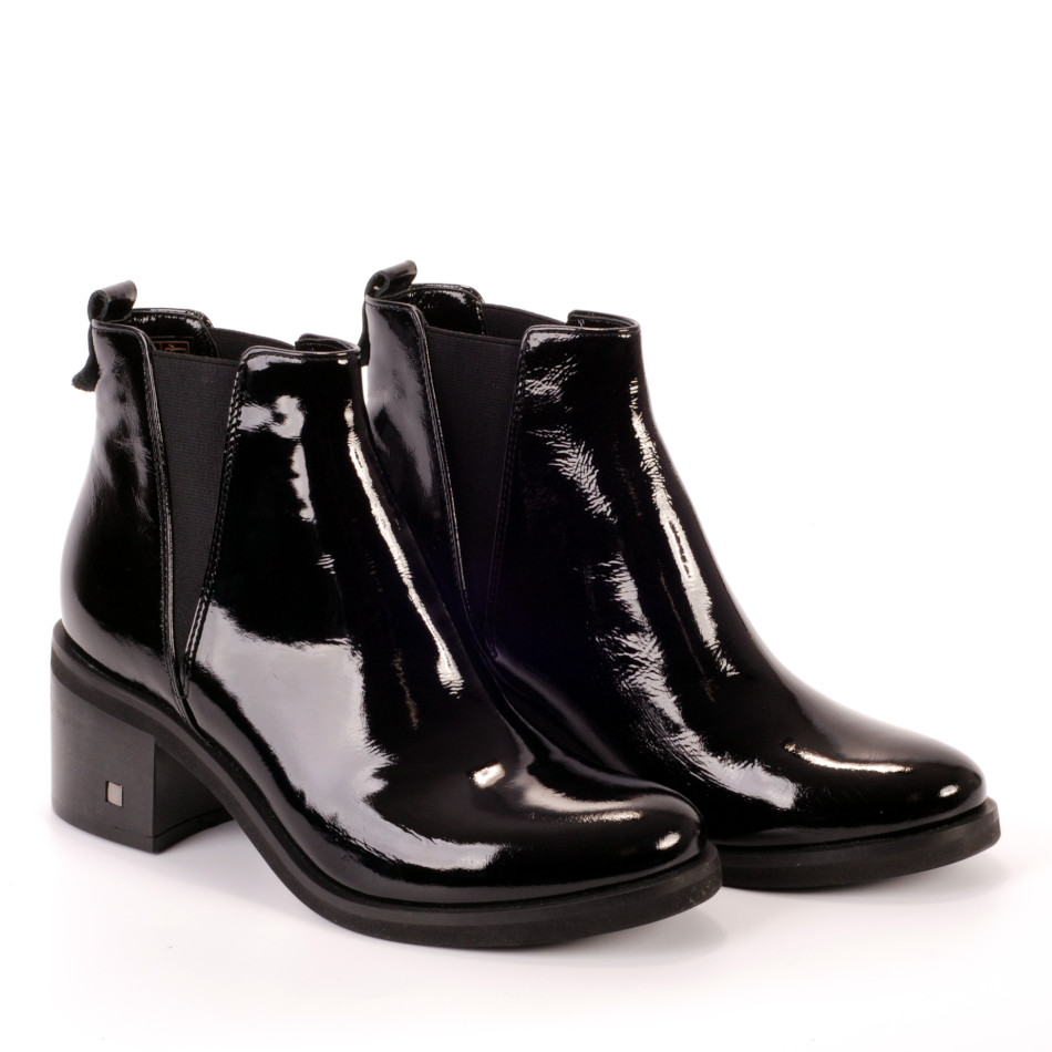  Black patent boots