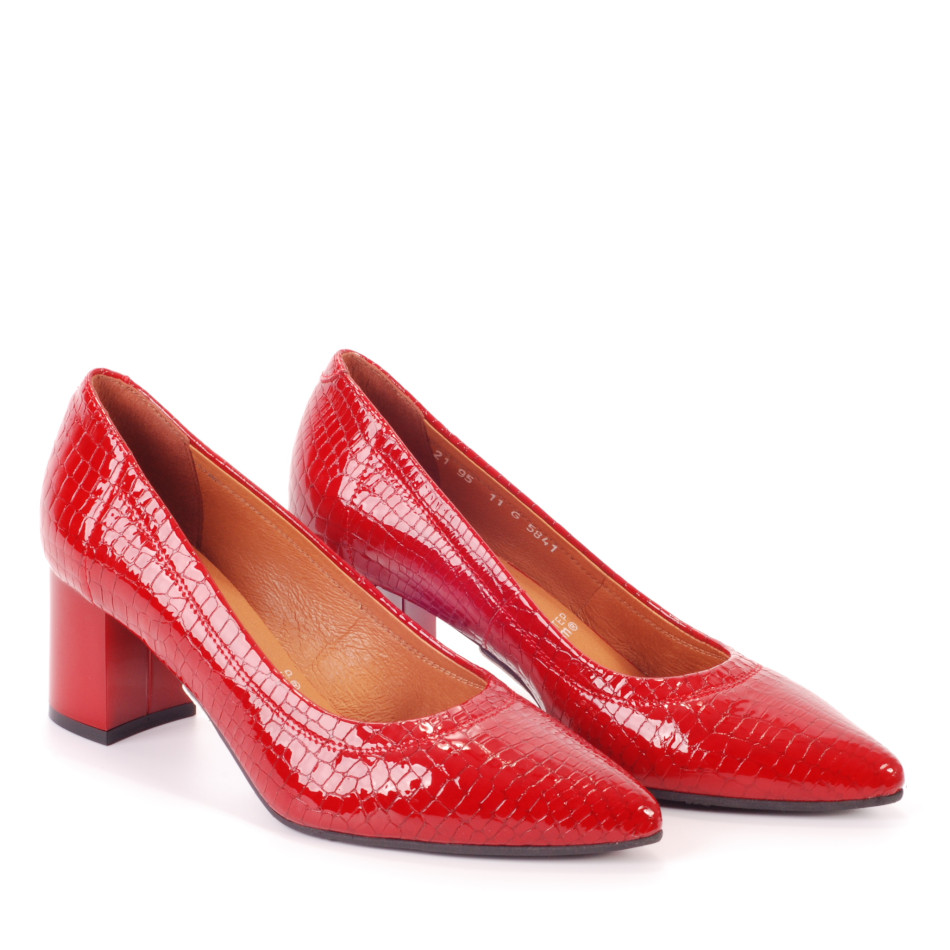 red crocodile pumps