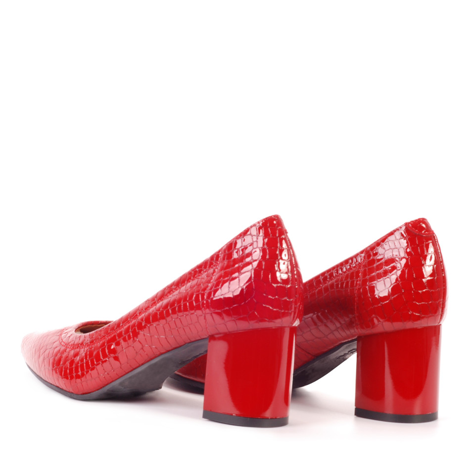 red crocodile pumps