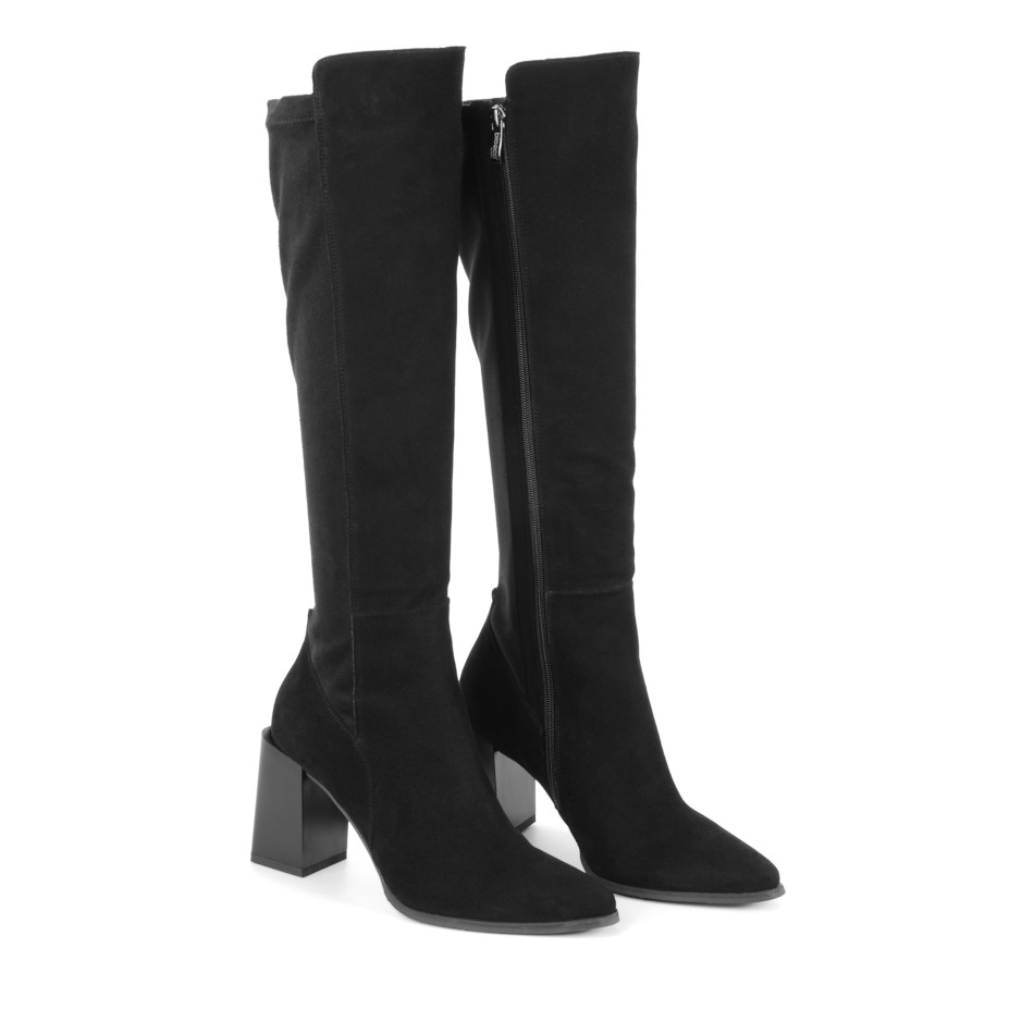  Black suede stretch boots