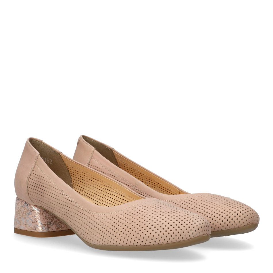  Beige Leather Perforated Pumps 6062 Bioeco by Arka