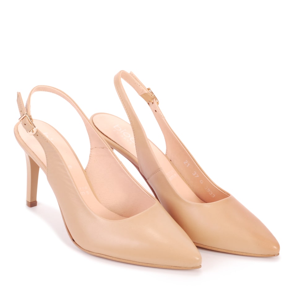  Beige leather pumps
