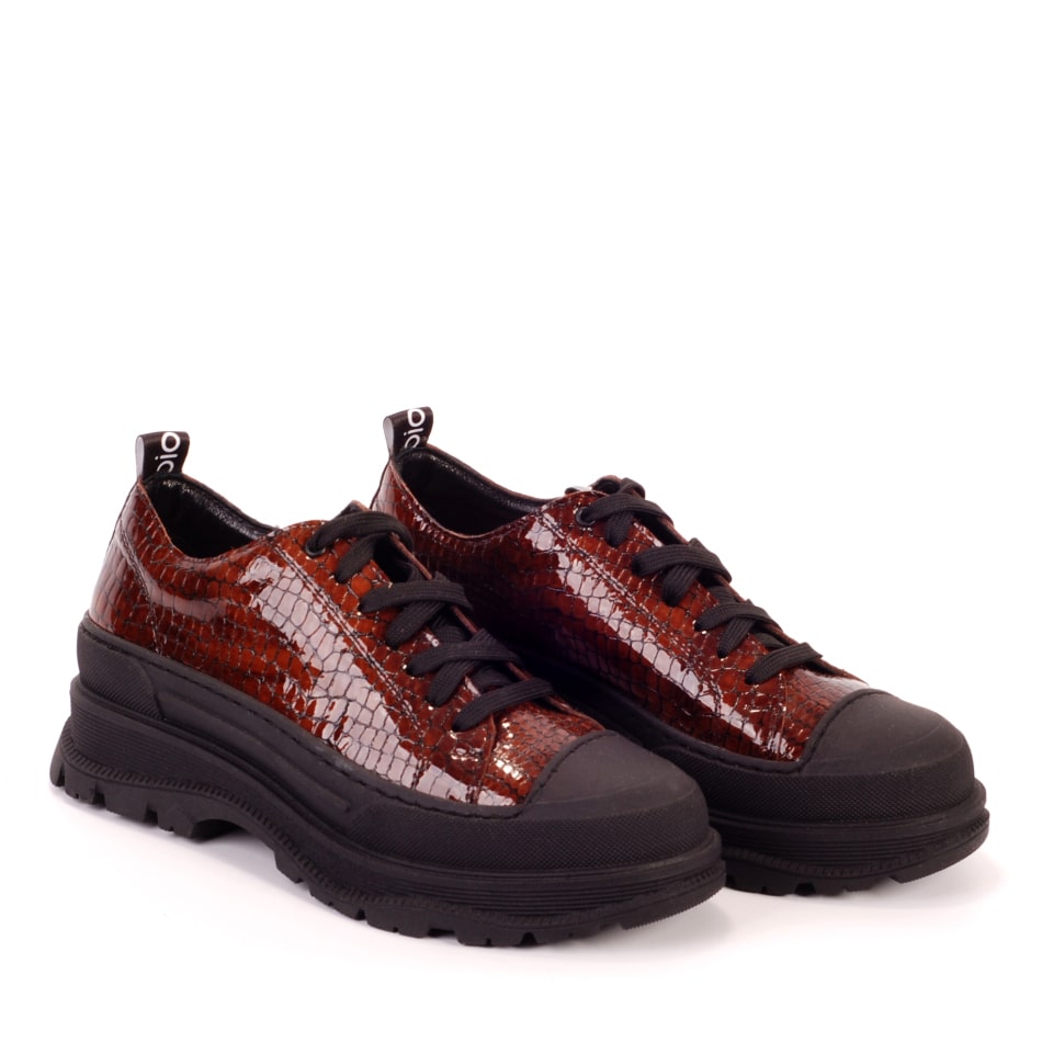  Brown patent sneakers