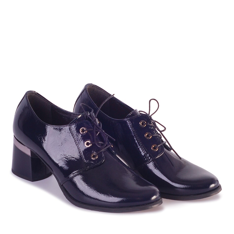  Navy blue leather shoes