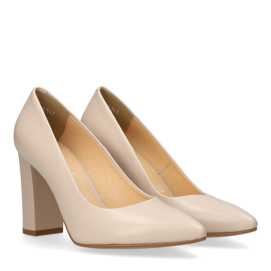  Beige Leather Pumps 6147 Bioeco by Arka