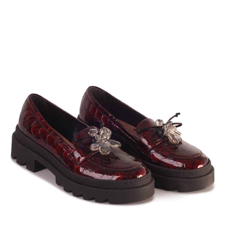  Maroon leather loafers
