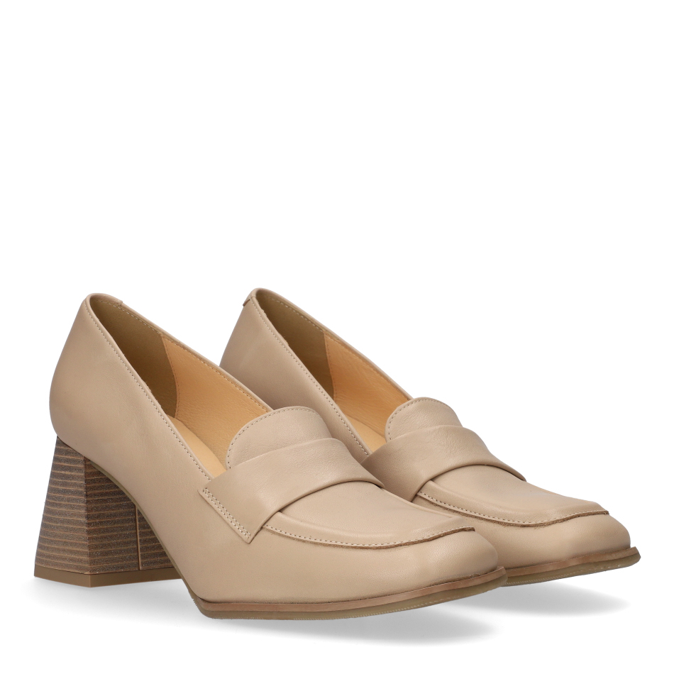  Beige Leather Loafers 6374 Bioeco by Arka