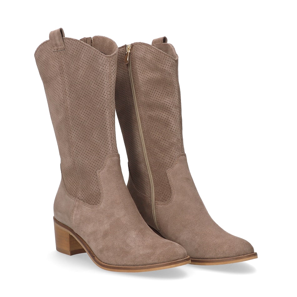  Beige suede ankle boots