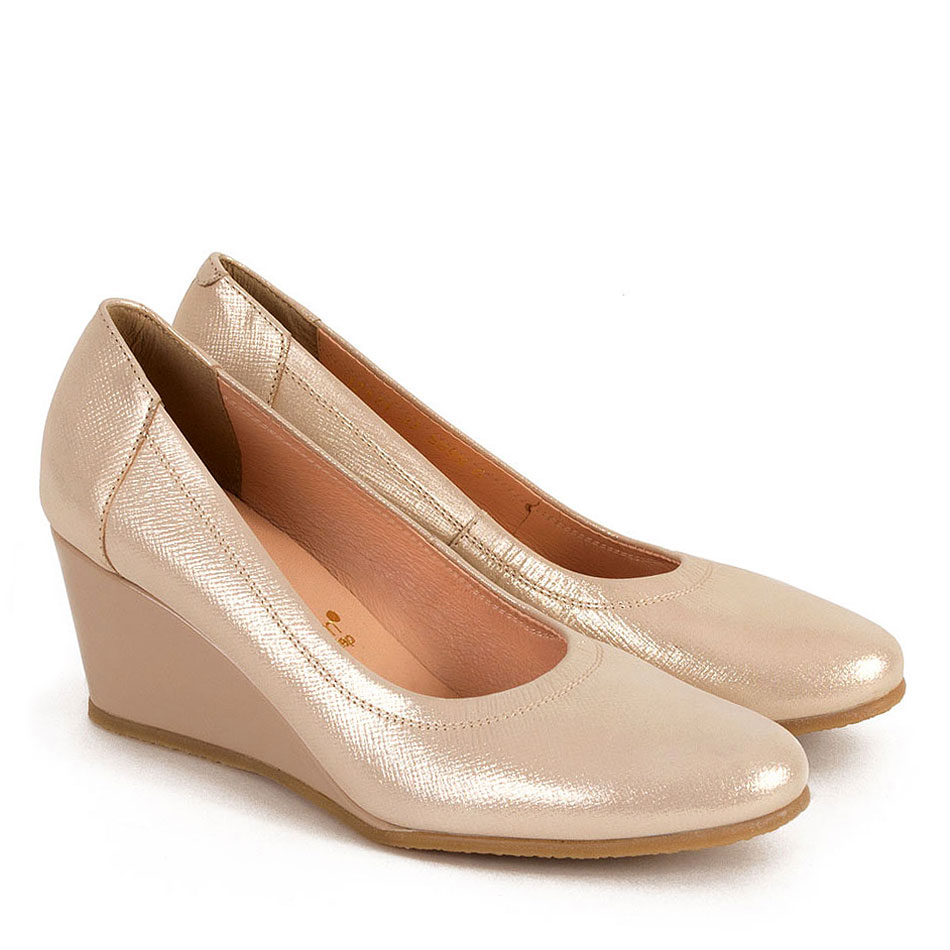 golden wedge heel pump - Court Heels 