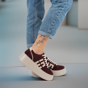  Bordowe zamszowe sneakersy 1032 Bioeco by Arka