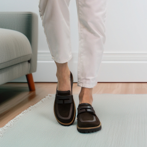  Czekoladowe welurowe mokasyny Barefoot 1058 Bioeco by Arka