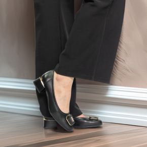  Czarne skórzane czółenka 1081 Bioeco by Arka