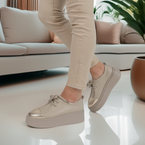  Beżowo-złote sneakersy skórzane 1177 Bioeco by Arka