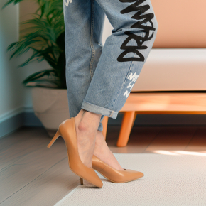  Beżowe skórzane czółenka 5015 Bioeco by Arka