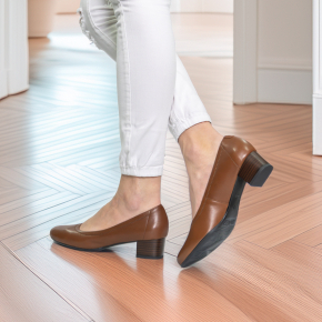  Brązowe skórzane czółenka 5627 Bioeco by Arka