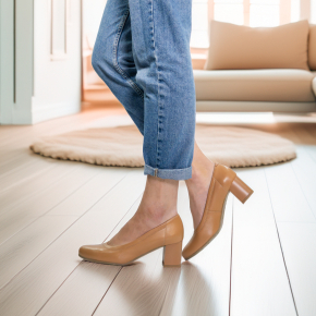  Beżowe skórzane czółenka 5755 Bioeco by Arka