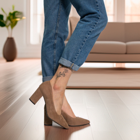  Brązowe welurowe czółenka 6010 Bioeco by arka