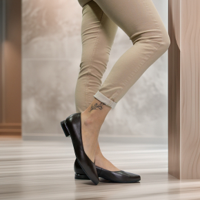  Brązowe skórzane baleriny 6092 Bioeco by Arka