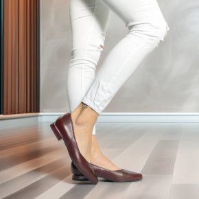  Bordo skórzane baleriny 6092 Bioeco by Arka