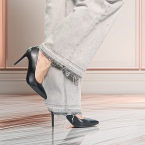  Czarne skórzane czółenka 6383 Bioeco by Arka