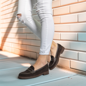  Czekoladowe welurowe mokasyny 6425 Bioeco by Arka