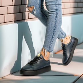  Granatowe skórzane buty sportowe 6456 Bioeco by Arka