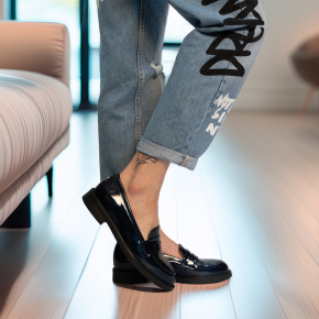  Granatowe lakierowane mokasyny 6583 Bioeco by Arka