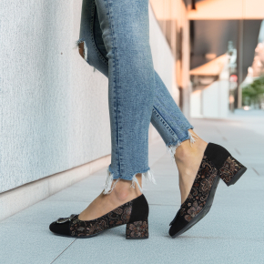  Czarne welurowe czółenka 6631 Bioeco by Arka