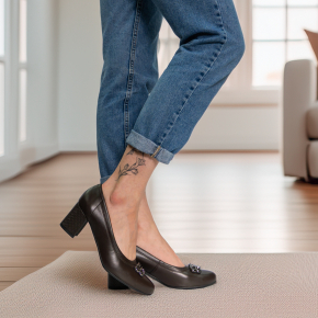  Brązowe skórzane czółenka 6705 Bioeco by Arka