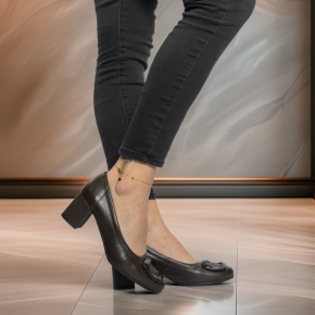  Brązowe skórzane czółenka 6821 Bioeco by Arka