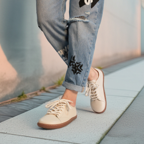  Beżowe skórzane sneakersy barefoot 6881 Bioeco by Arka