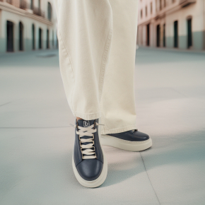  Granatowe skórzane sneakersy 6966 Bioeco by Arka
