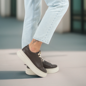  Brązowe skórzane sneakersy 6966 Bioeco by Arka