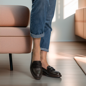  Czekolada skórzane mokasyny 6998 Bioeco by Arka