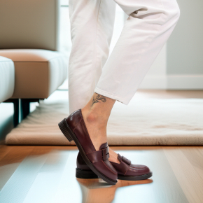  Bordowe skórzane mokasyny 6998 Bioeco by Arka