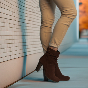  Czekoladowe welurowe botki 7581 Bioeco by Arka