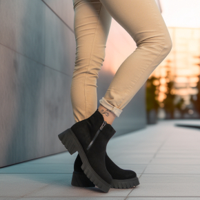  Czarne skórzane botki 7858 Bioeco by Arka