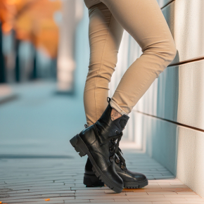  Czarne skórzane botki 7914 Bioeco by Arka