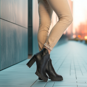  Czarne skórzane botki 7995 Bioeco by Arka