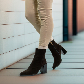  Brązowe welurowe botki 8000 Bioeco by Arka