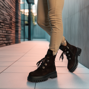  Czekoladowe welurowe botki 8004 Bioeco by Arka