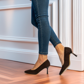  Czekoladowe welurowe czółenka 1014 Bioeco by Arka