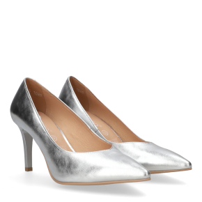  Srebrne skórzane szpilki 1088 Bioeco by Arka