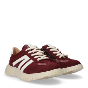  Bordowe welurowe buty sportowe z zamkiem 1193 Bioeco by Arka