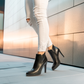  Czarne skórzane botki