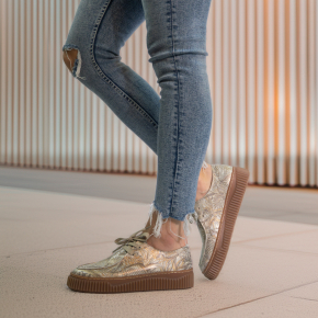  Beżowe skórzane sneakersy 6838 Bioeco by Arka