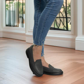  Grafitowe skórzane mokasyny 6875 Bioeco by Arka