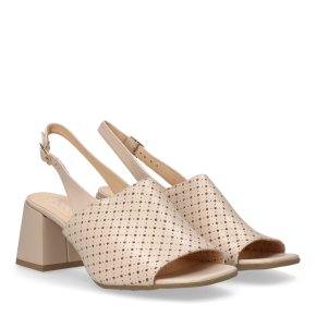  Beżowe skórzane matrycowane sandały 4152 Bioeco by Arka