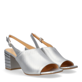  Srebrne skórzane matrycowane sandały 4168 Bioeco by Arka