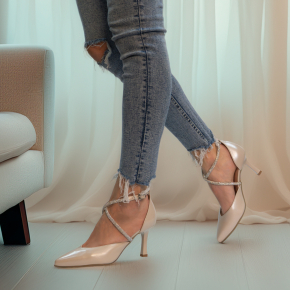  Perłowe skórzane sandały 4216 Bioeco by Arka